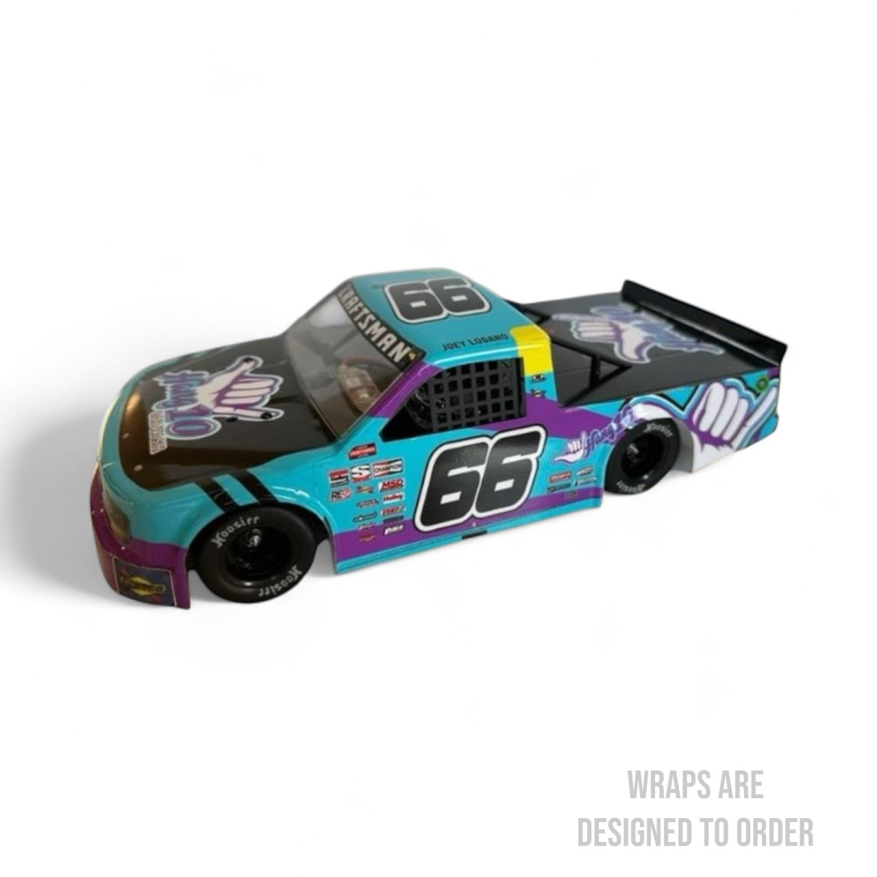 RC Car  with colorful design and number 66 on a white background
