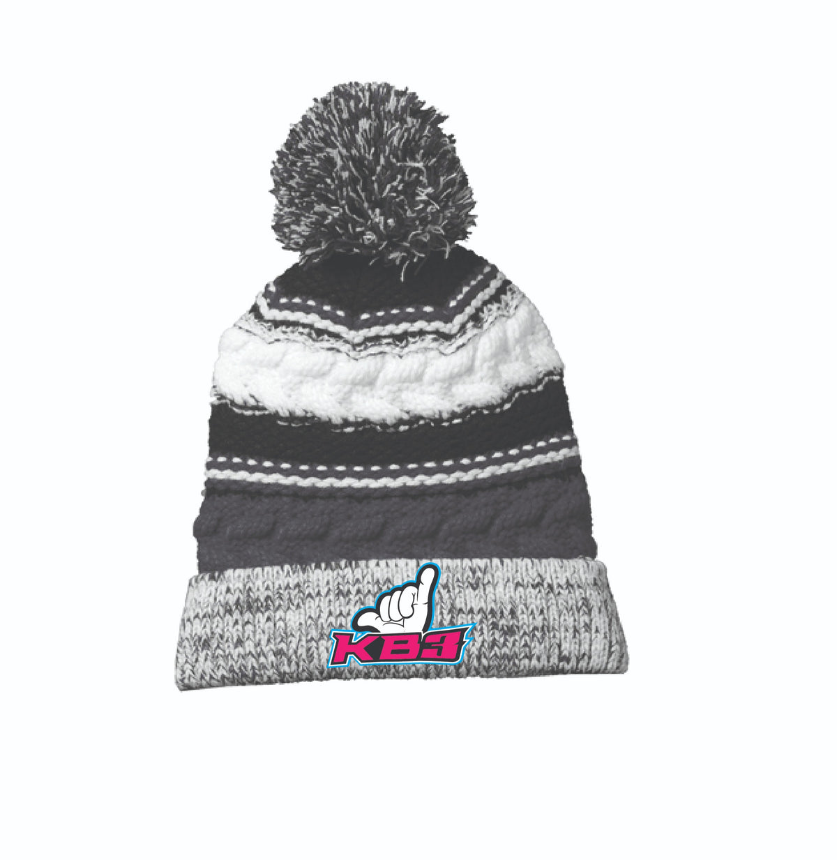 2025 KB3 Pom Beanie | STC21 Iron Grey/Black/White