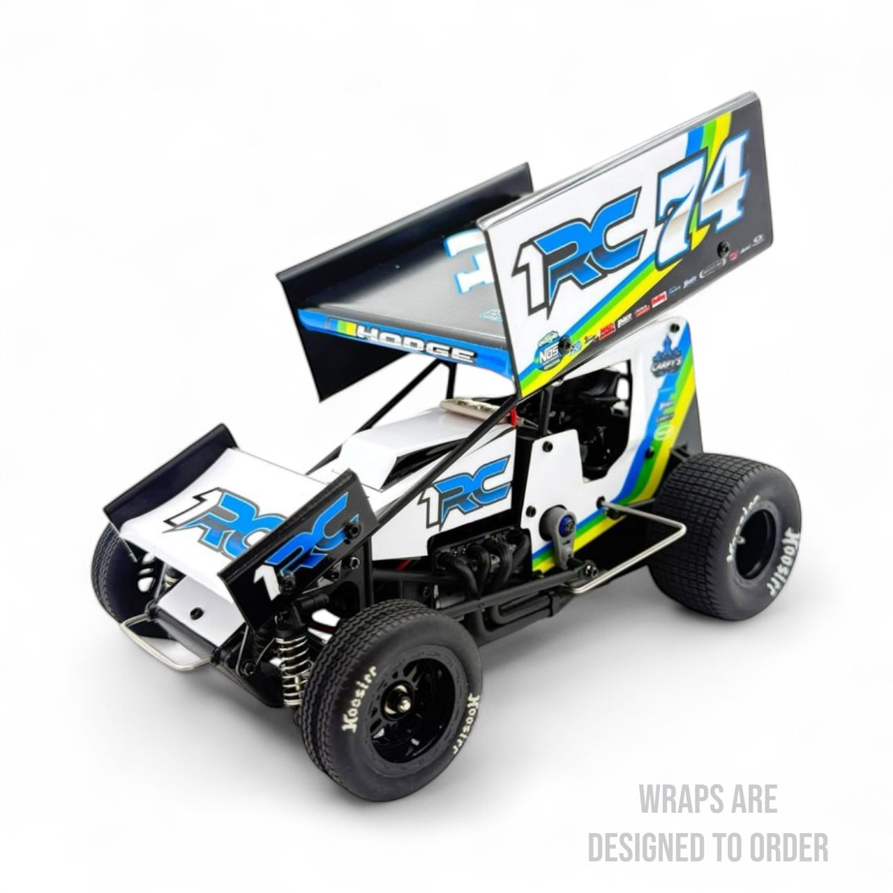 RC race car with 1rc branding on a white background