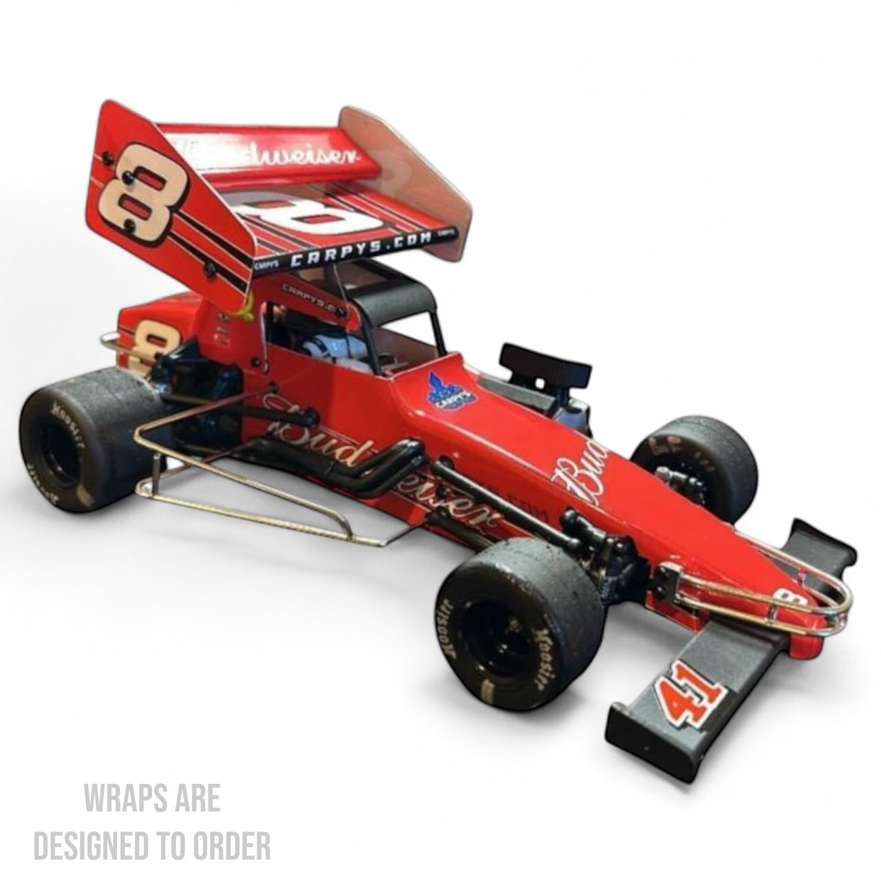 RC race car with number 8 on a white background