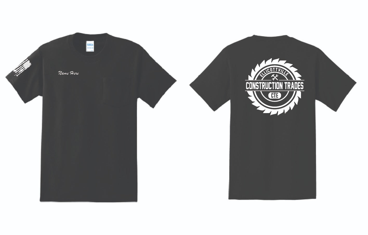 Ellicottville Construction Trades CTE Pocket Tshirt | PC61PT/PC61P Black