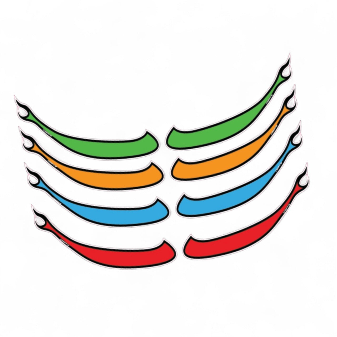 Colorful abstract design with wavy lines on a white background flames
