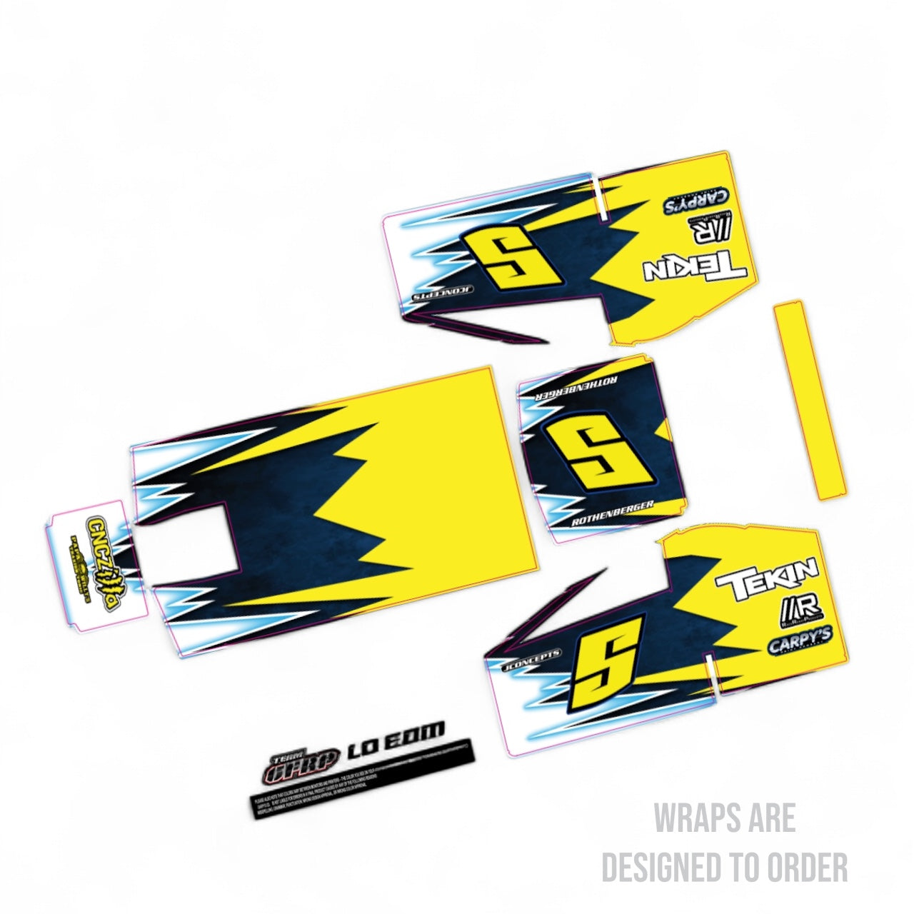 RC wraps with visible branding on a white background