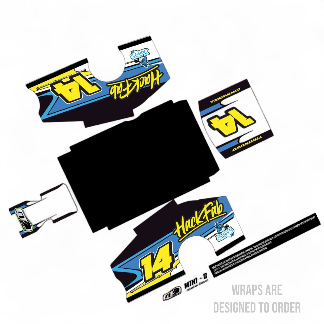 car wraps with branding and customization options on a white background