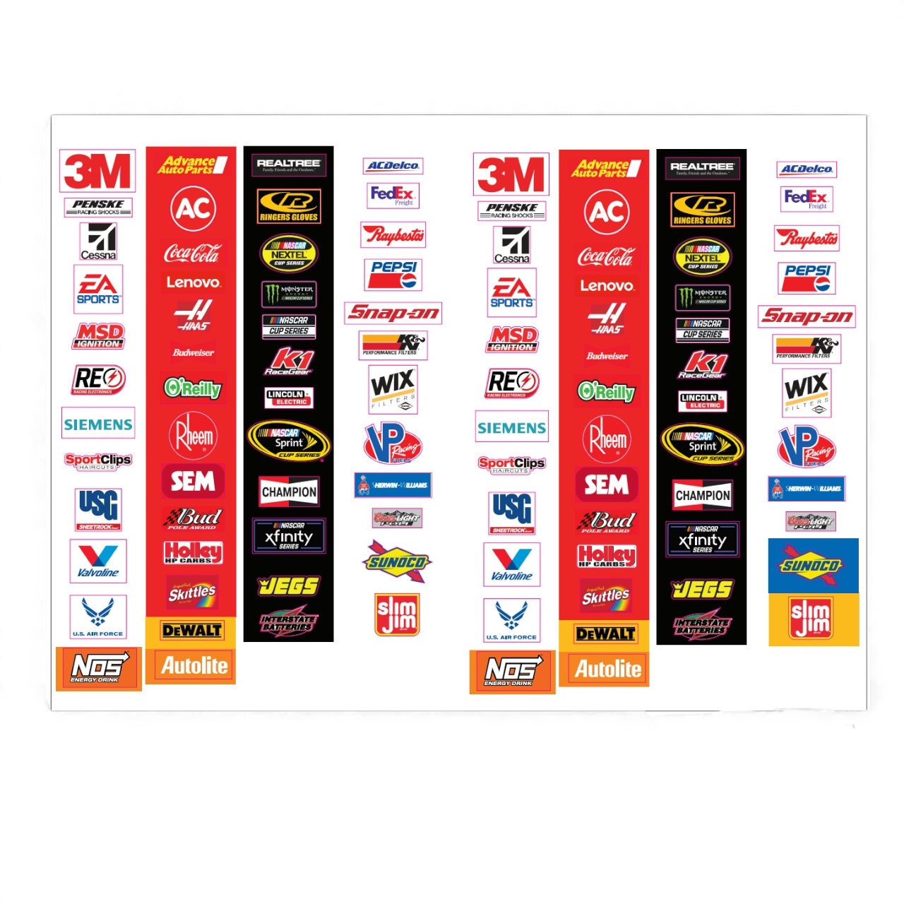 Contingency Sponsor Sheet (fits) Losi 1/12 NASCAR AWD RTR NASCAR Pre Designed Decals