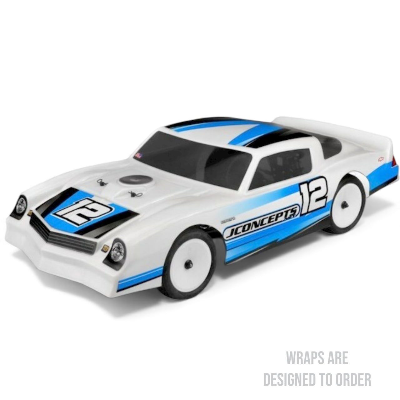 RC car body with 'JConcepts' branding on a white background
