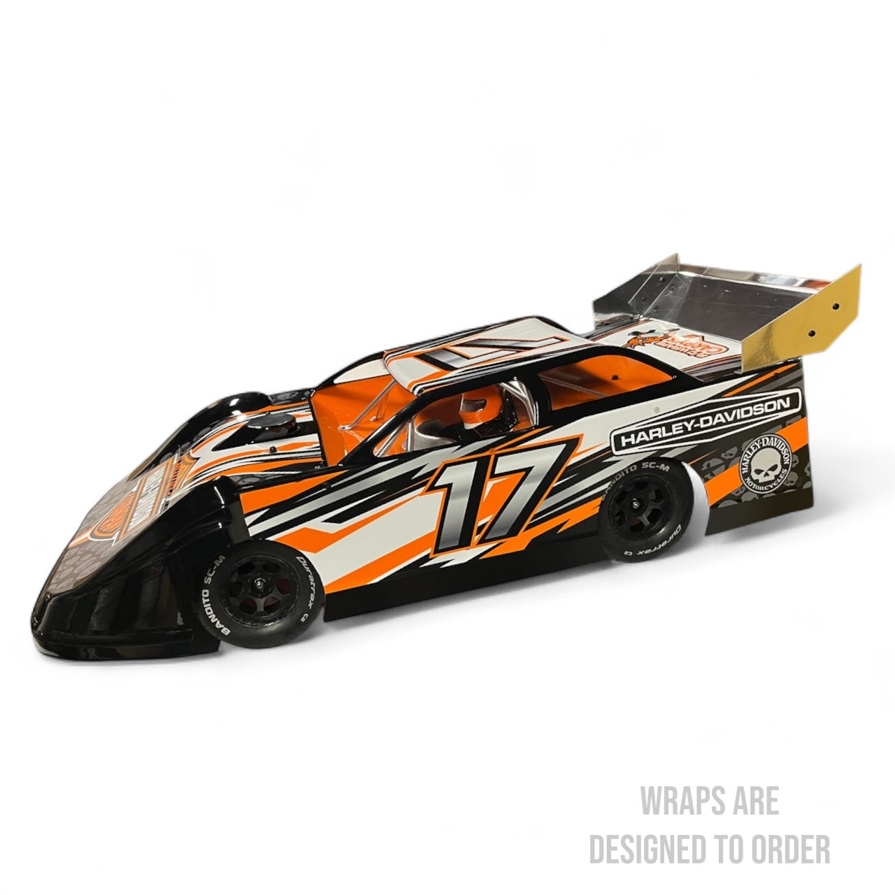RC race car with Orange and White on a white background
