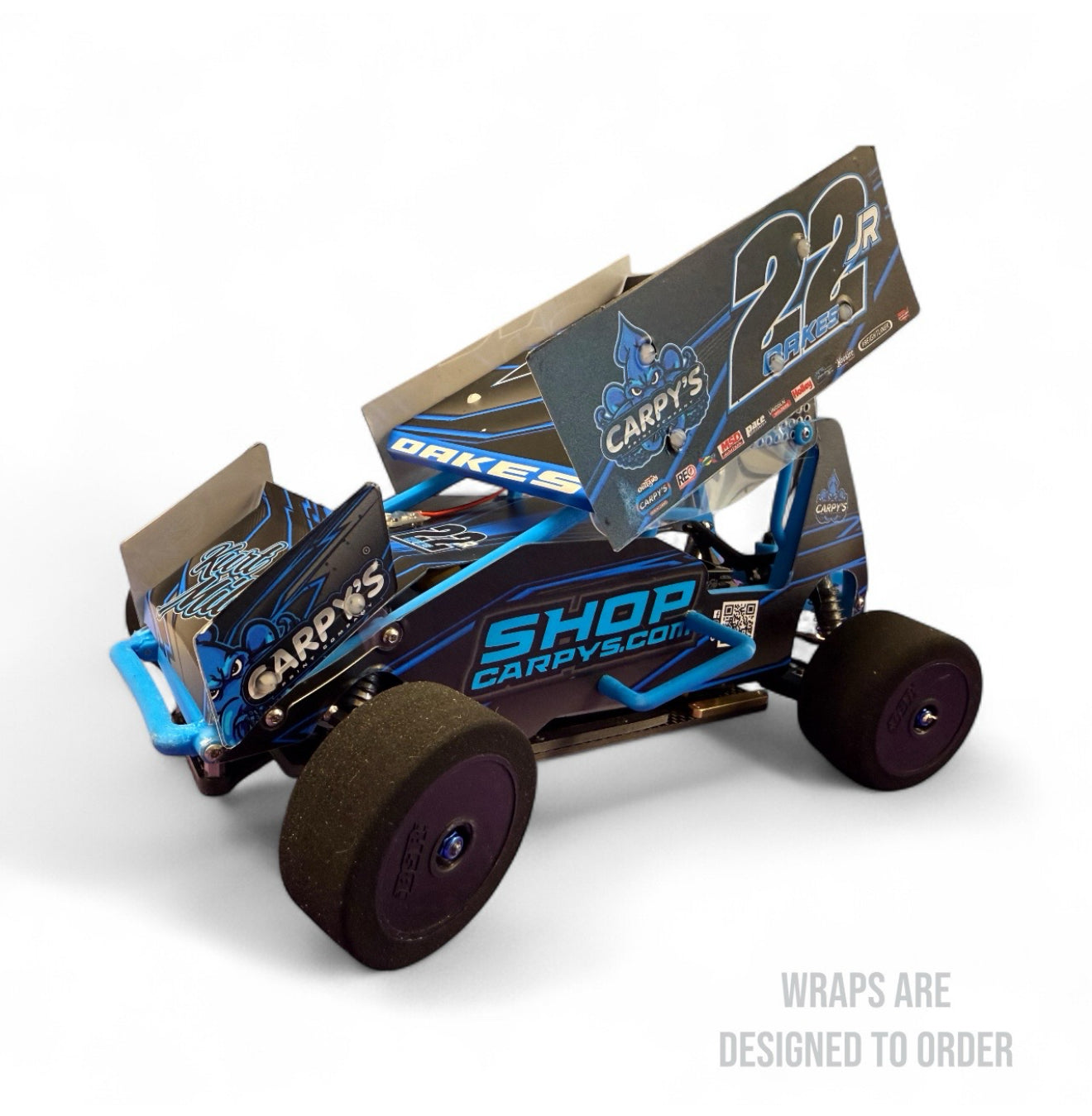 RC race car with 'Carpy's' branding on a white background