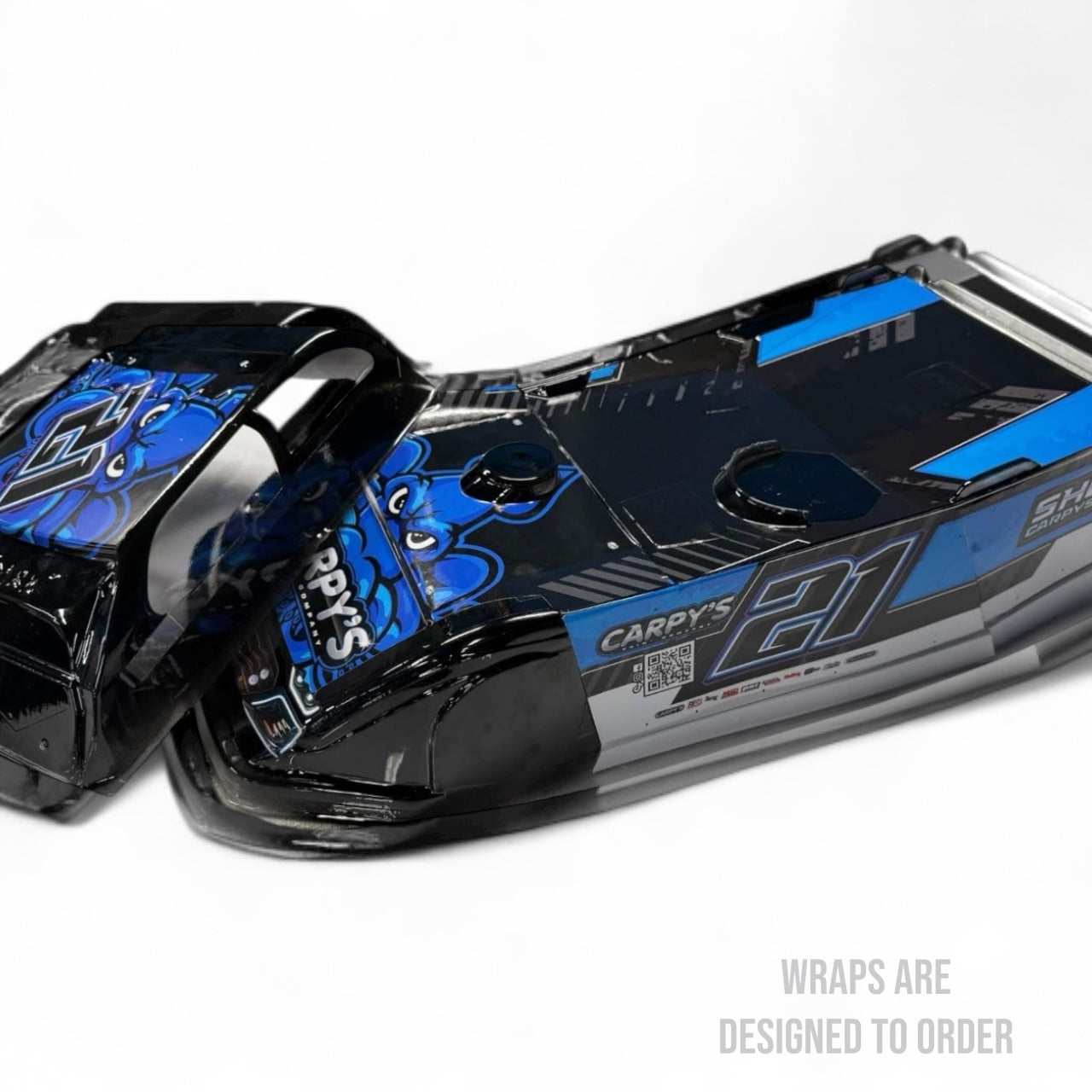black race car body blue and black 21