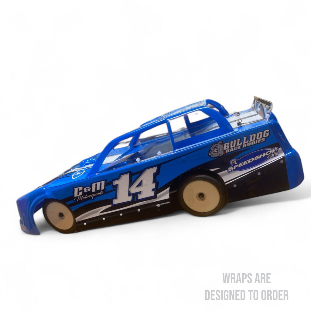 Black and Blue Race Car With Wrap