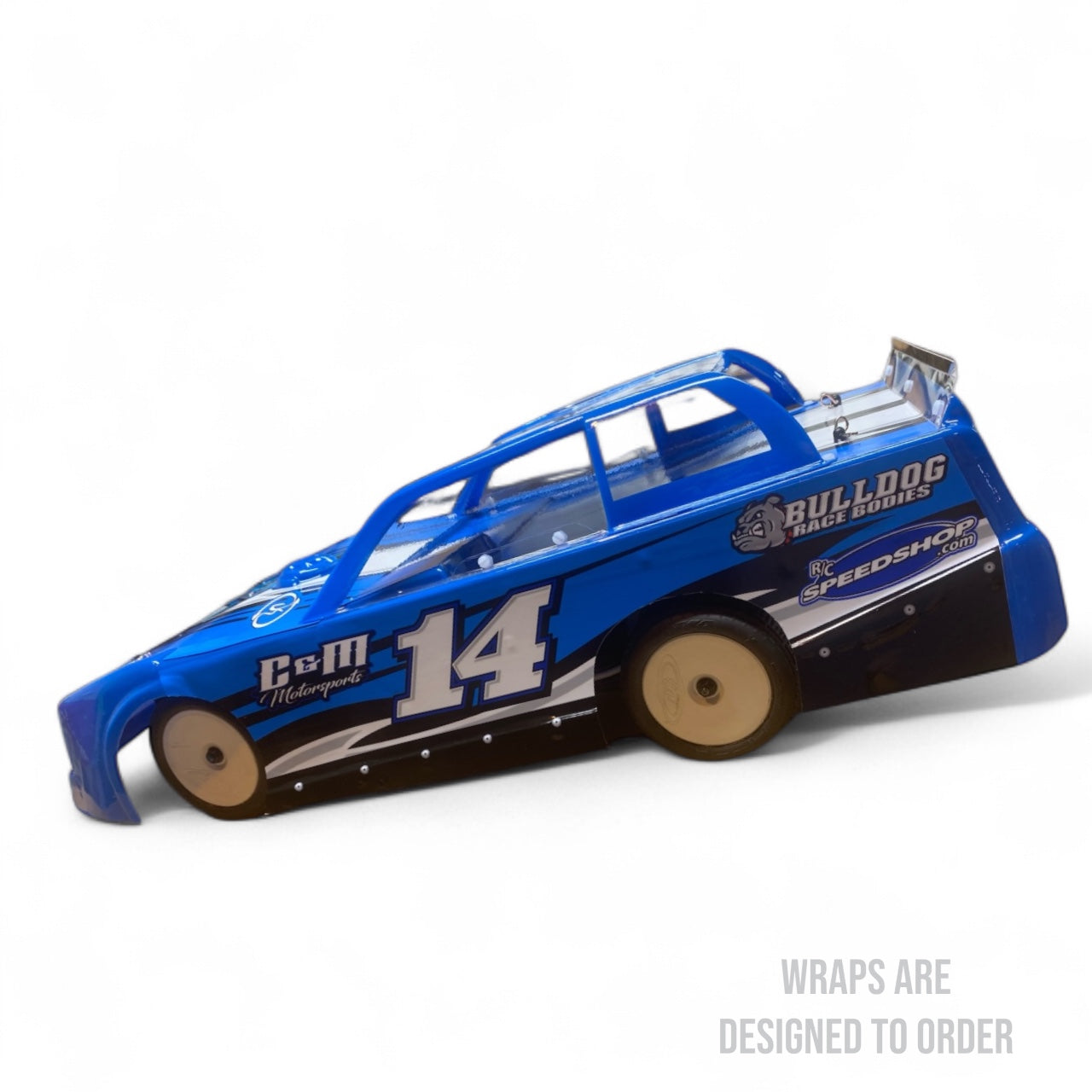 Black and Blue Race Car With Wrap
