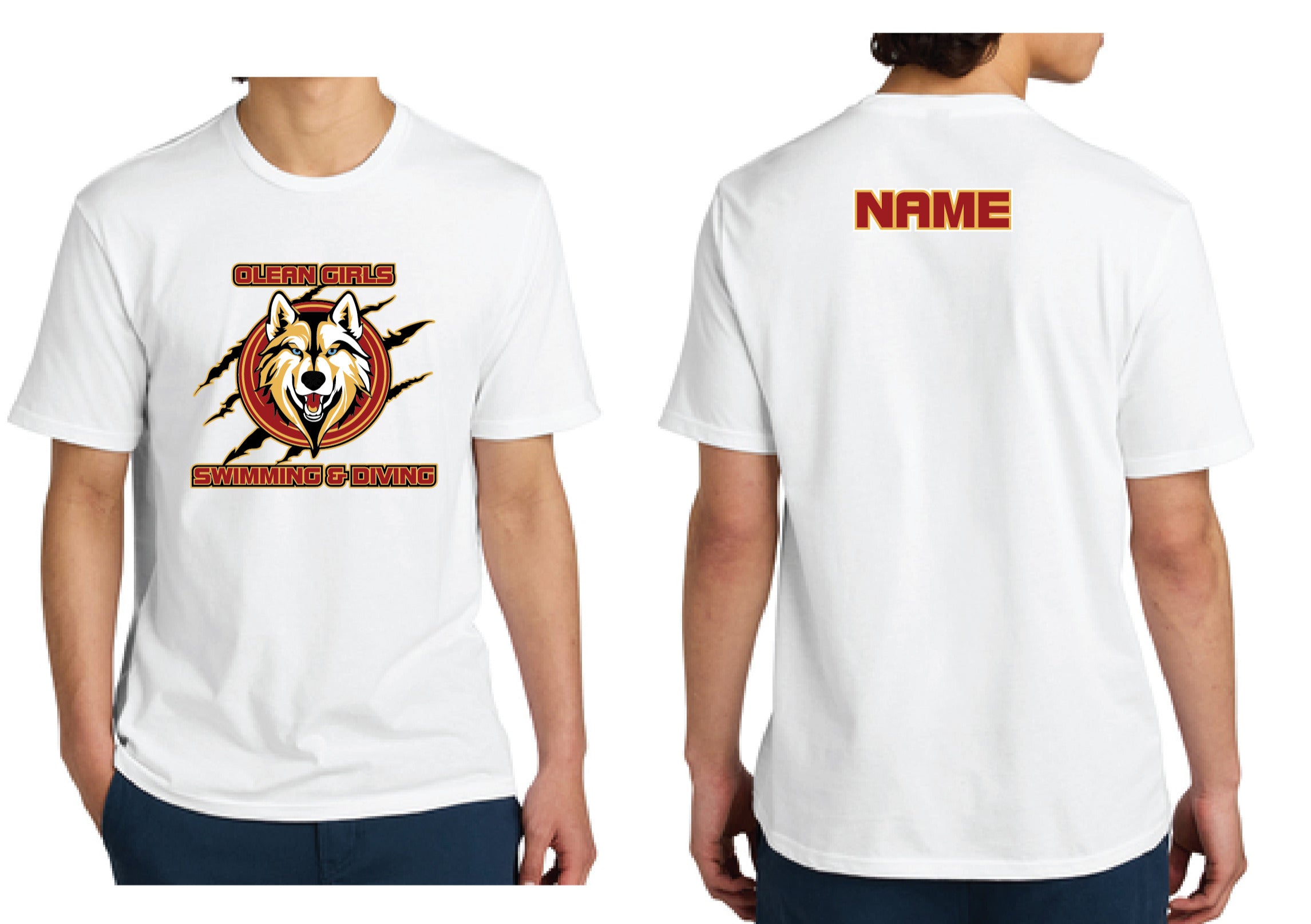 Olean Girls Swimming & Diving TShirt | DT104 White