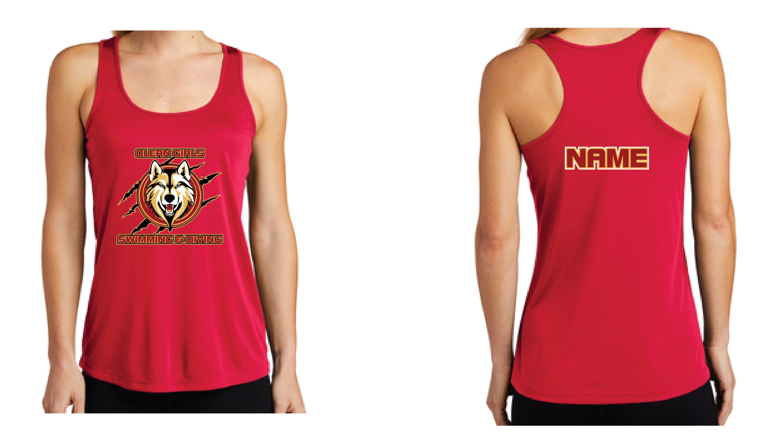 Olean Girls Swimming & Diving Tank Top | LST356 Red
