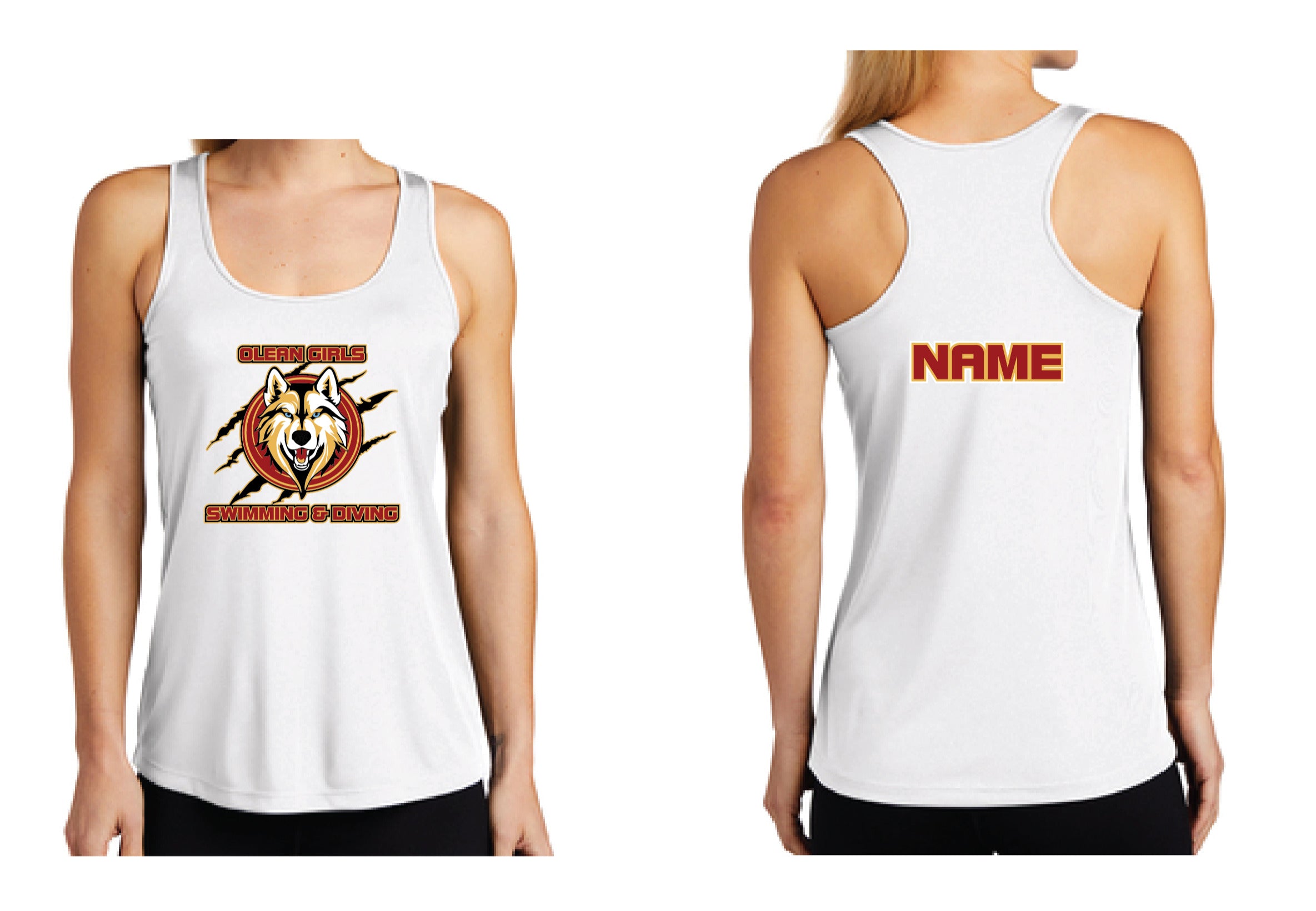 Olean Girls Swimming & Diving Tank Top | LST356 White