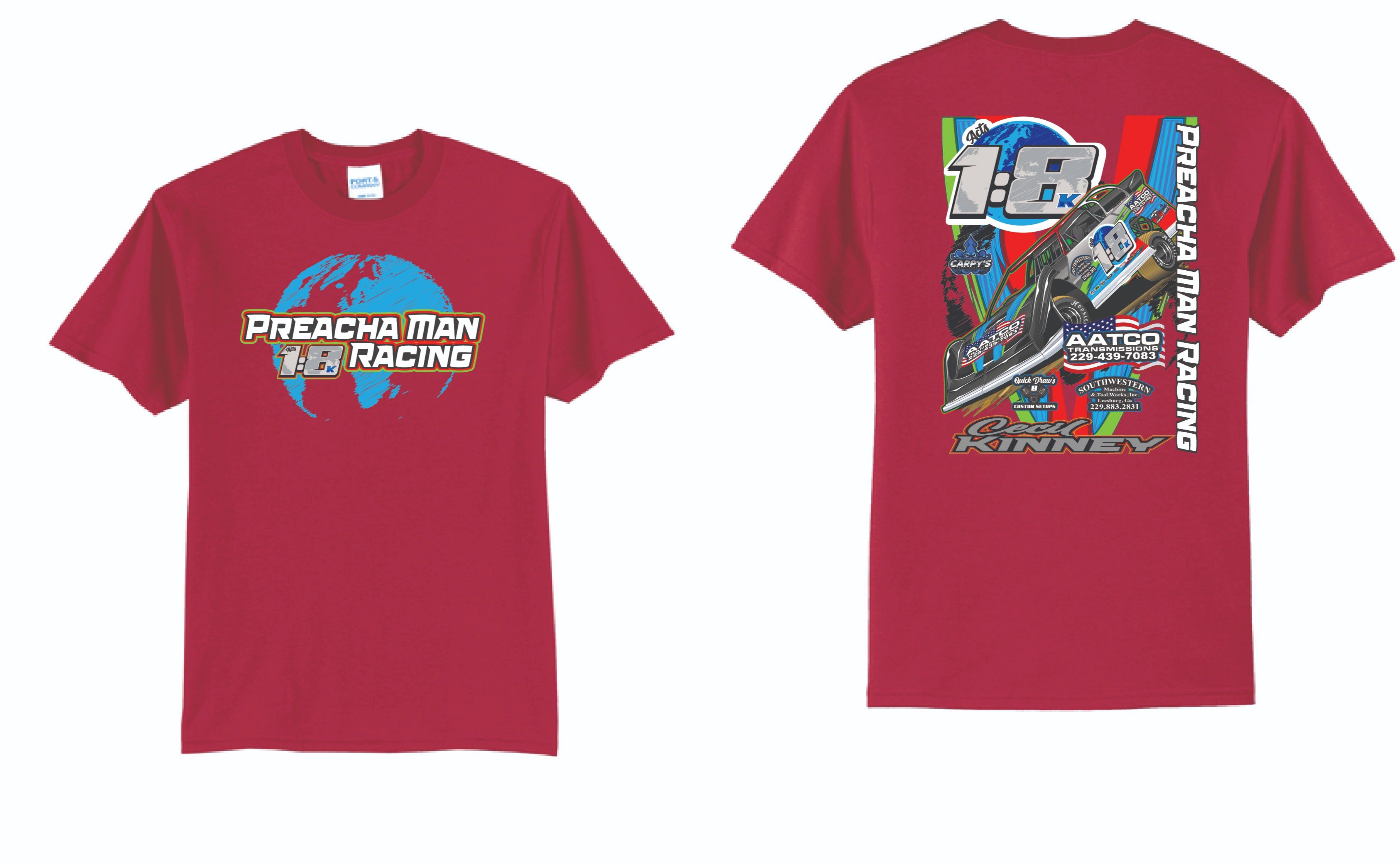 Preacha Man Racing TShirt | PC55 Red