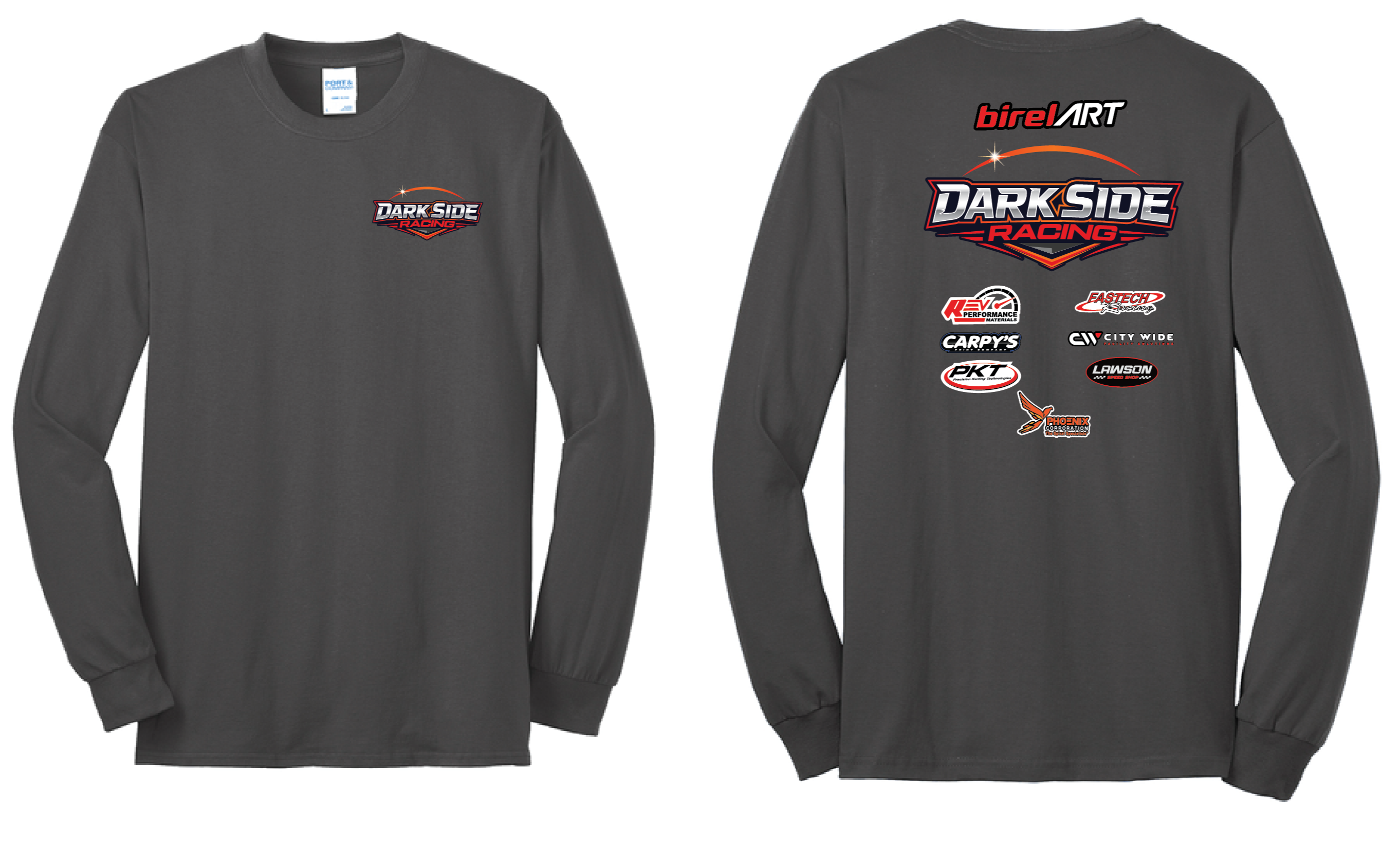 Red DSR Logo Long Sleeve Shirt | PC55LS Charcoal