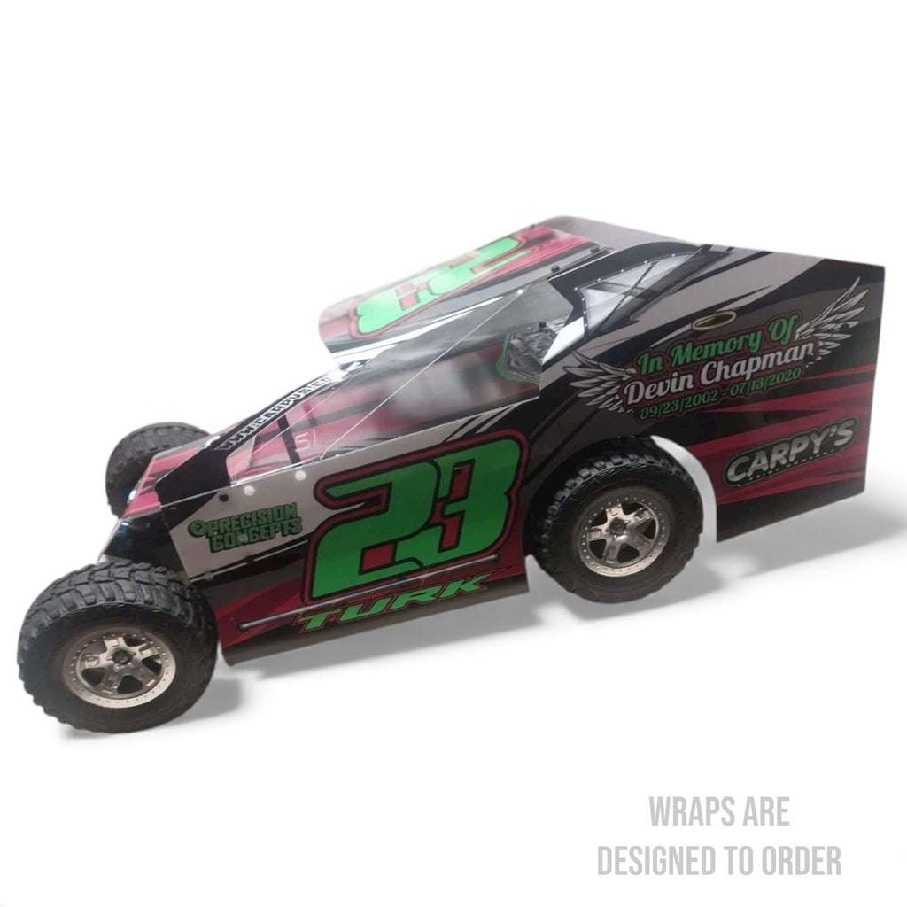 RC race car with '23' and 'Turk' branding on a white background
