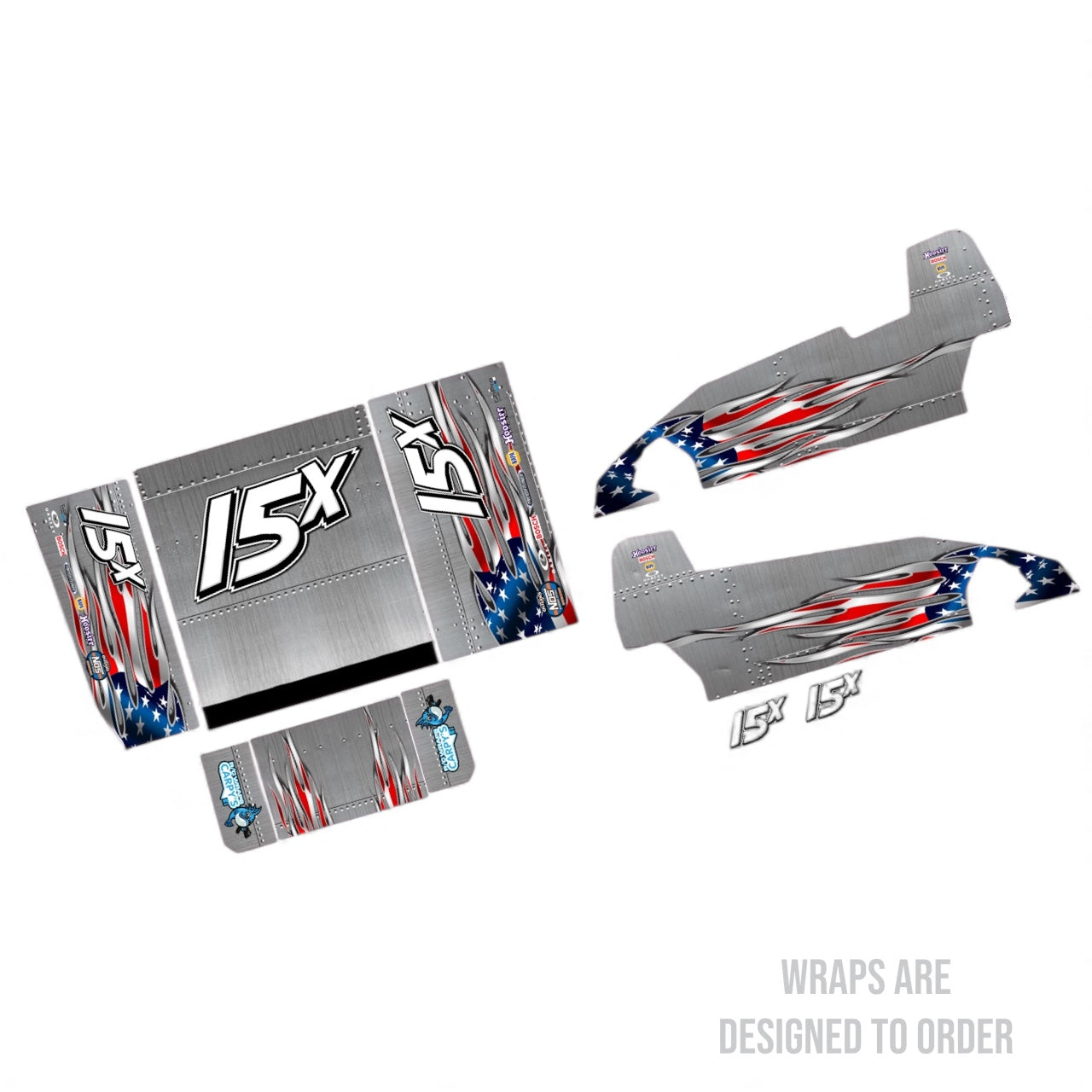 RC Sprint wraps with '15x' branding on a white background