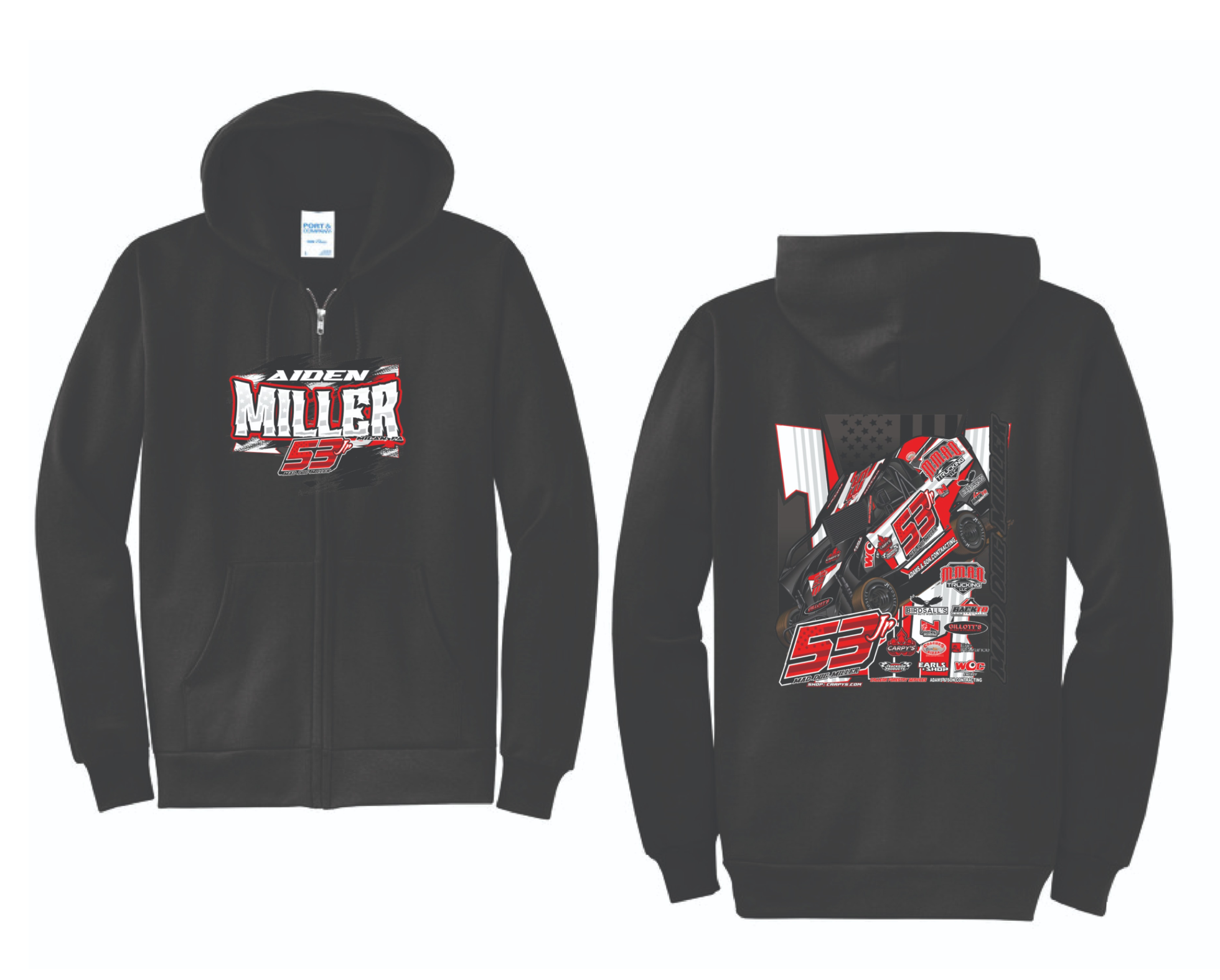 2025 Aiden Miller Zip Up Hoodie | PC78ZH Black
