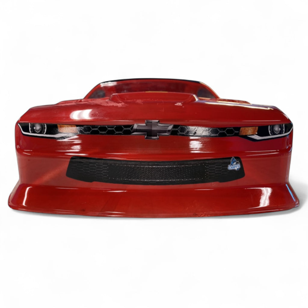 Red car body kit on a white background