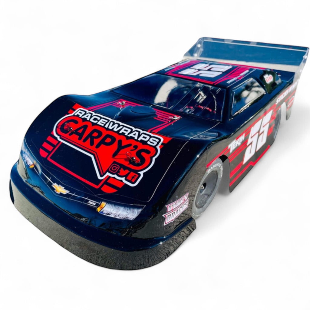 RC race car with visible branding on a white background