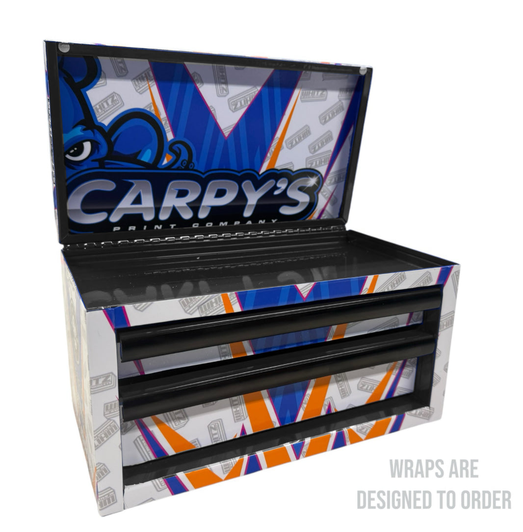 Tool box with Carpy's Print Company branding on a white background