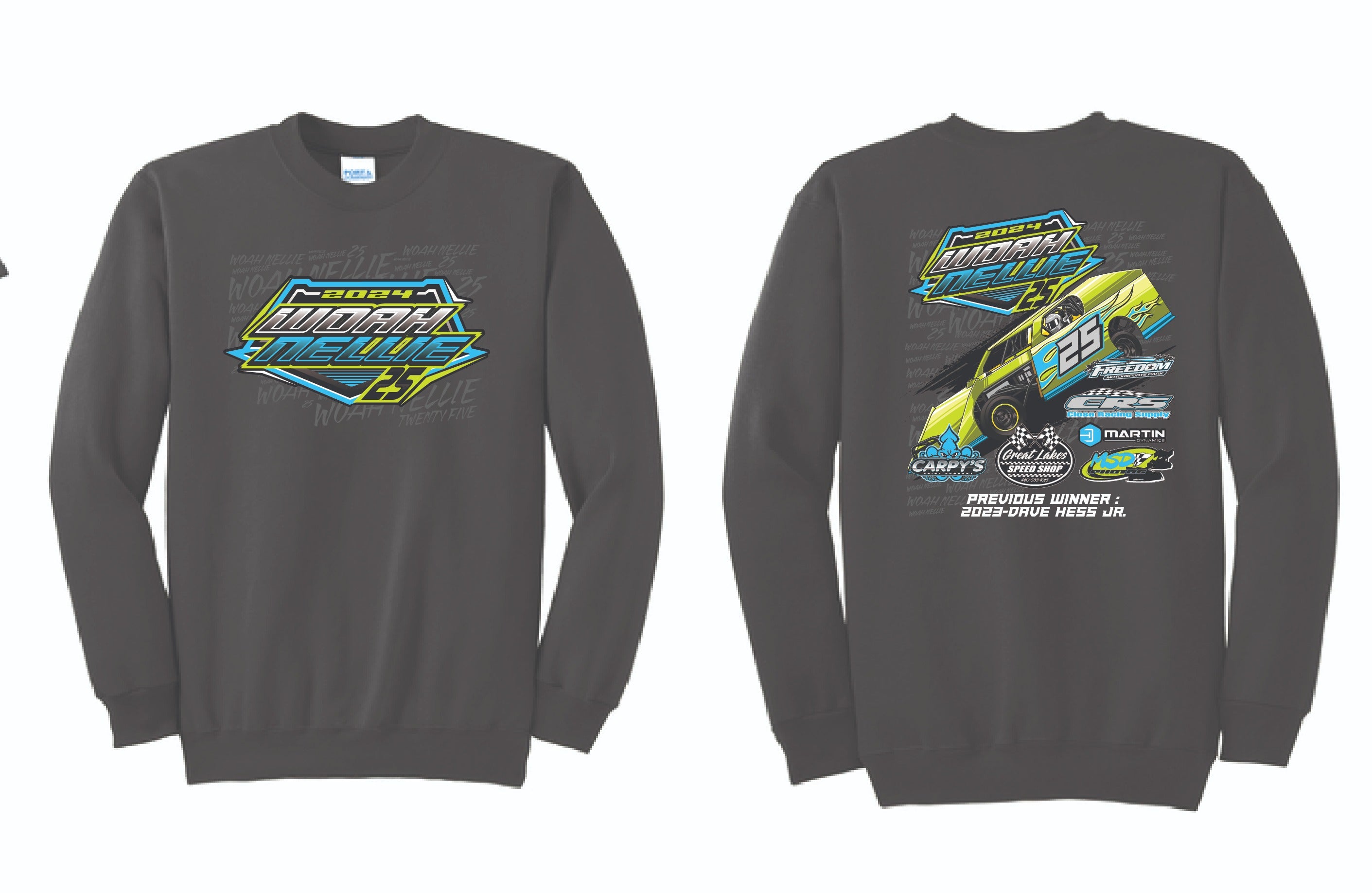 Woah Nellie 25 Race Crewneck | PC90 Charcoal