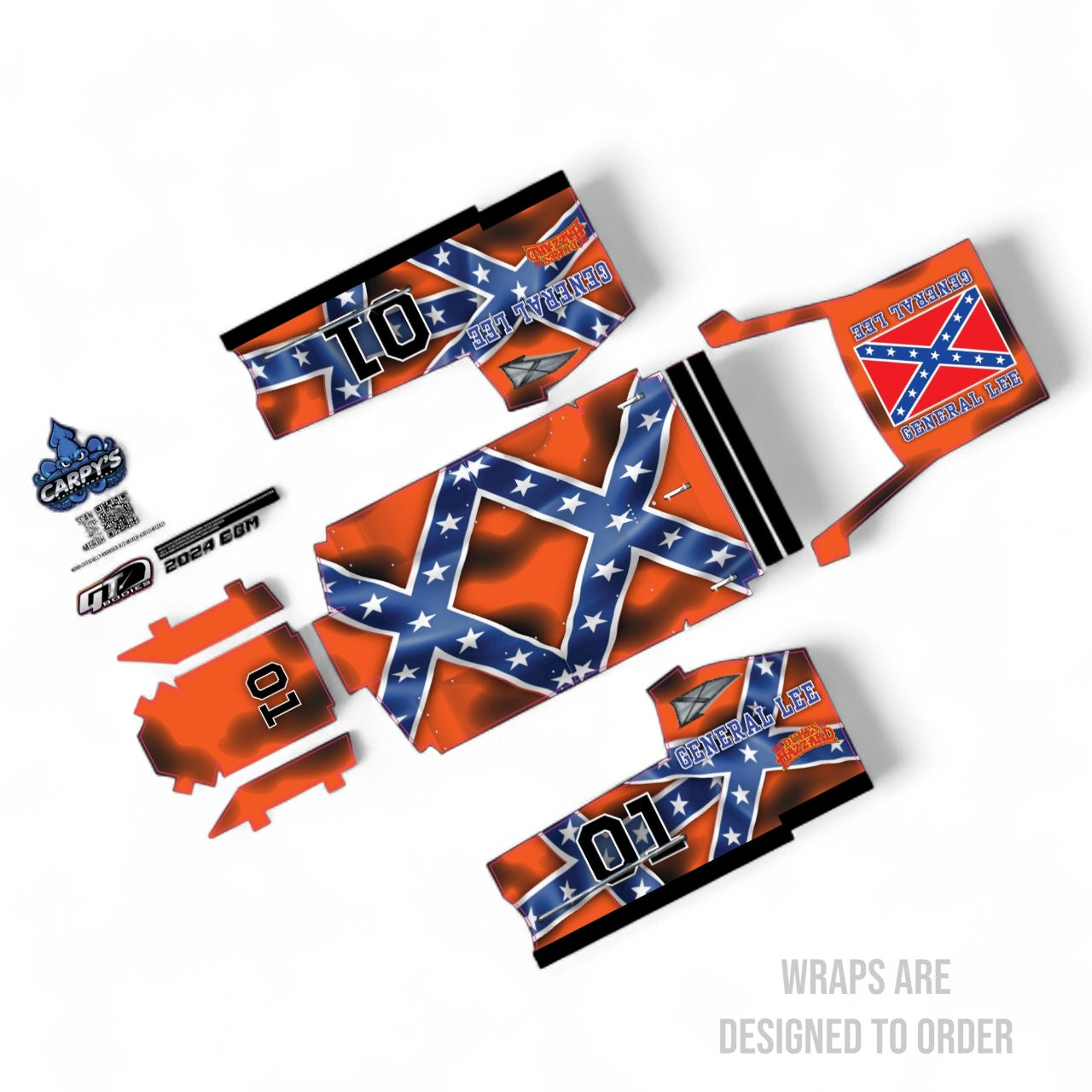 RC wrap design with Confederate flag elements on a white background