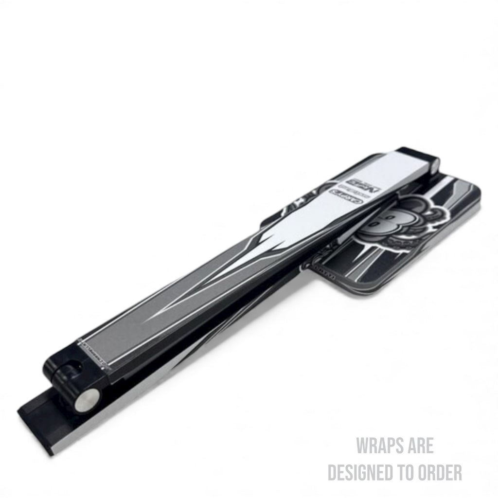 Black and silver led light on a white background