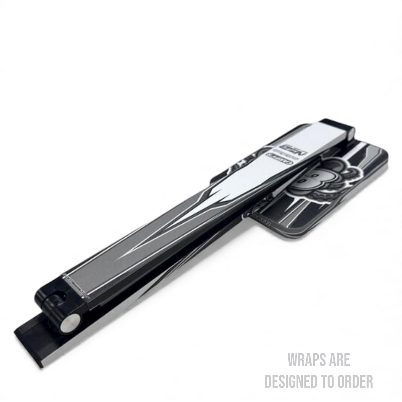 Black and silver led light on a white background